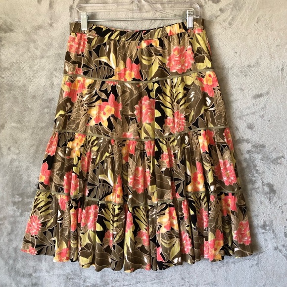 Sag Harbor Women Floral Midi Skirt Size 10 Tiered Flare Elastic Waistband Summer - Picture 1 of 9